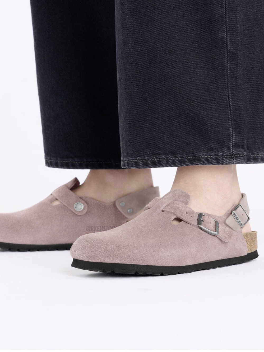 Birkenstock Tokio Suede light purple Adjustable Buckle Clog Mules